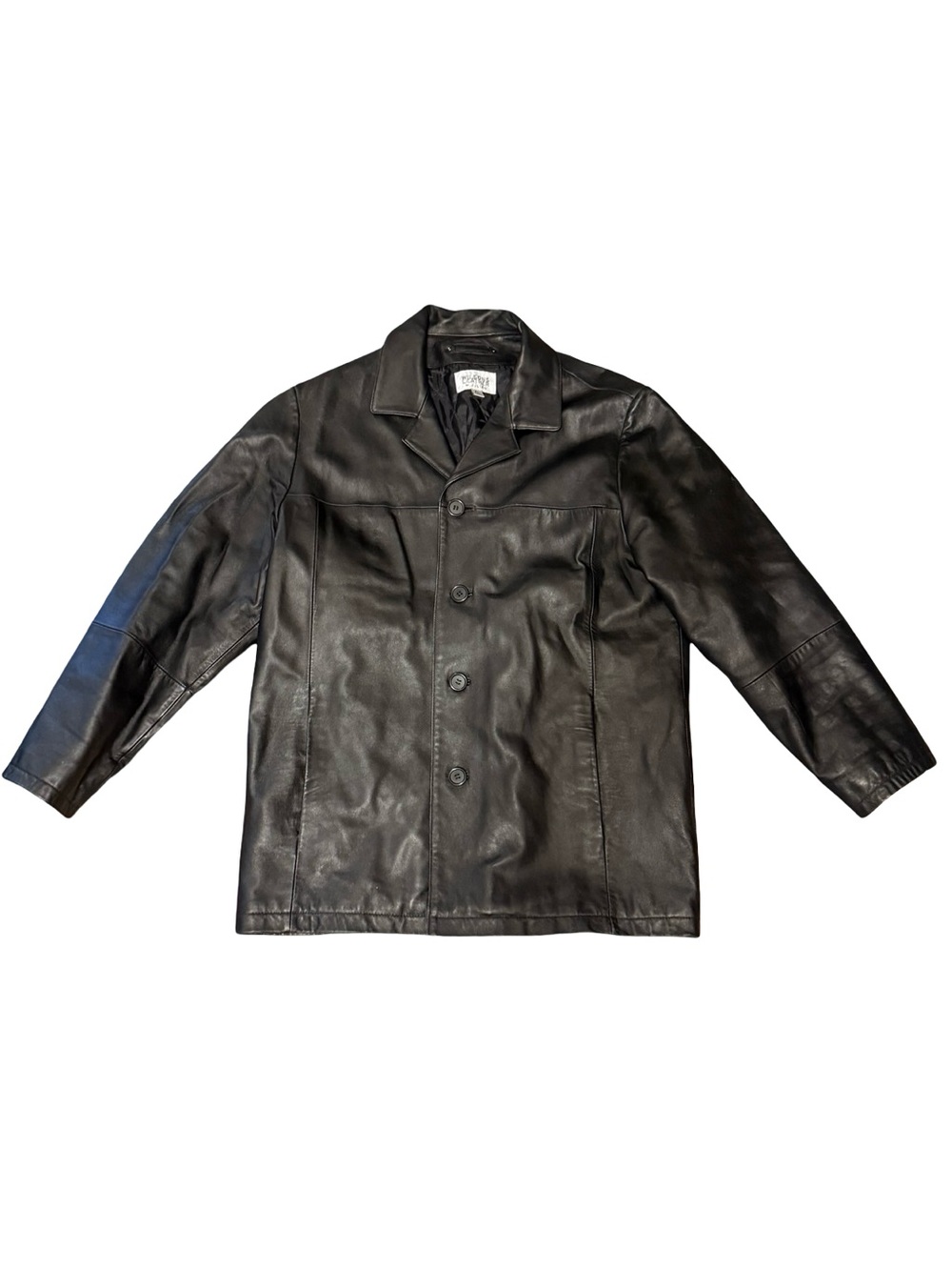 Wilson Leather Vintage Men's Black Leather Button-Front Coat